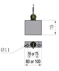 Ett diagram som visar måtten på en ACR25 -Kabelvinda 15m 3x2,5mm² Max 50V 16A strömbrytare.