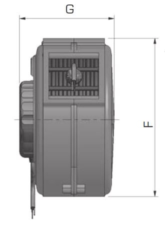 Ett diagram som visar måtten på en Kabelvinda 15m 1x6mm² enhet.