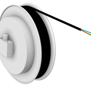 En vit rulle med en tråd fäst vid den, 6000 -Kabelvinda 20m 3x2,5mm² 230V Max 30A Rostfritt utförande.